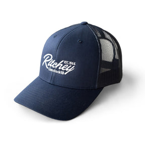 Navy blue Ritchey Livestock hat with white lettering