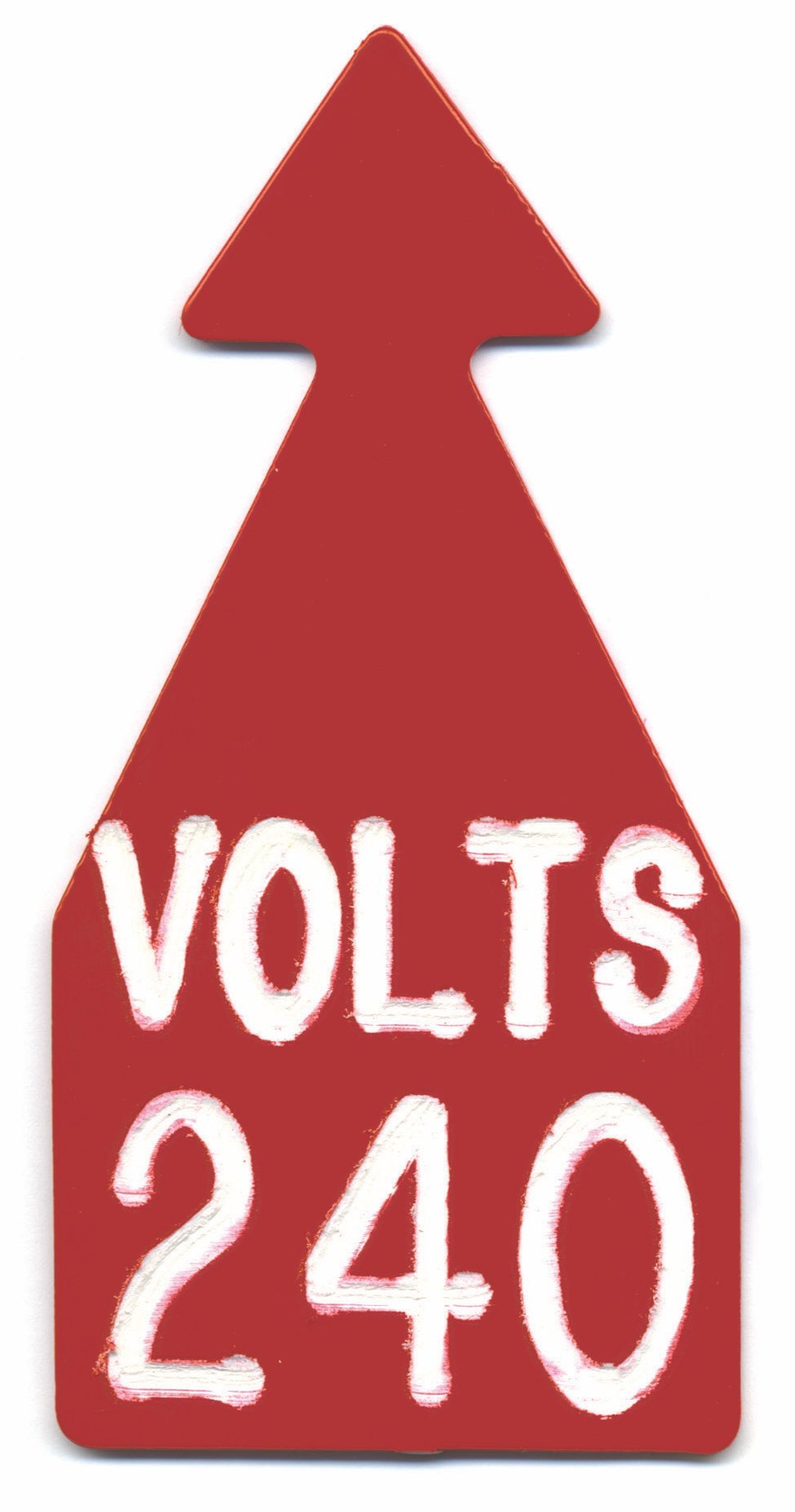 Red and white arrowhead shaped livestock and cow ear tag