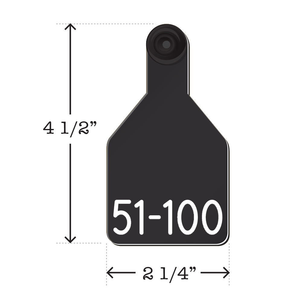 Prenumbered Medium Calf Tags 51-100
