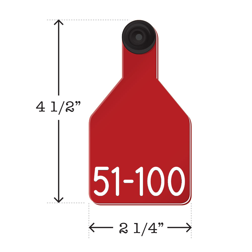 Prenumbered Medium Calf Tags 51-100