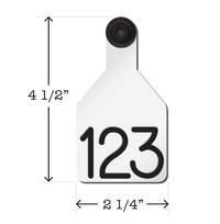 White custom cattle ear tag, dual colored