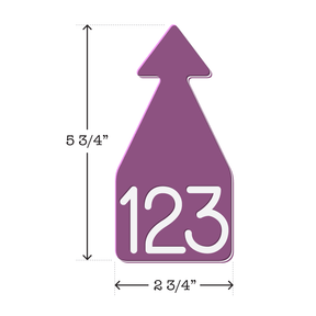 Light purple and white arrowhead shaped ID Tag for mature beef and dairy cattle. Installs with the Ritchey Arrowhead Installing Tool. These tags can be used for a variety of identification purposes. Product Dimensions – Height: 5 3/4″, Width: 2 3/4″.