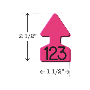 Pink and black arrowhead shaped ID Tag ideal for calves and small livestock. Installs with the Ritchey Arrowhead Installing Tool. These tags can be used for a variety of identification purposes. Product Dimensions – Height: 2 1/2″, Width: 1 1/2″.