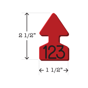 Red and black arrowhead shaped ID Tag ideal for calves and small livestock. Installs with the Ritchey Arrowhead Installing Tool. These tags can be used for a variety of identification purposes. Product Dimensions – Height: 2 1/2″, Width: 1 1/2″.
